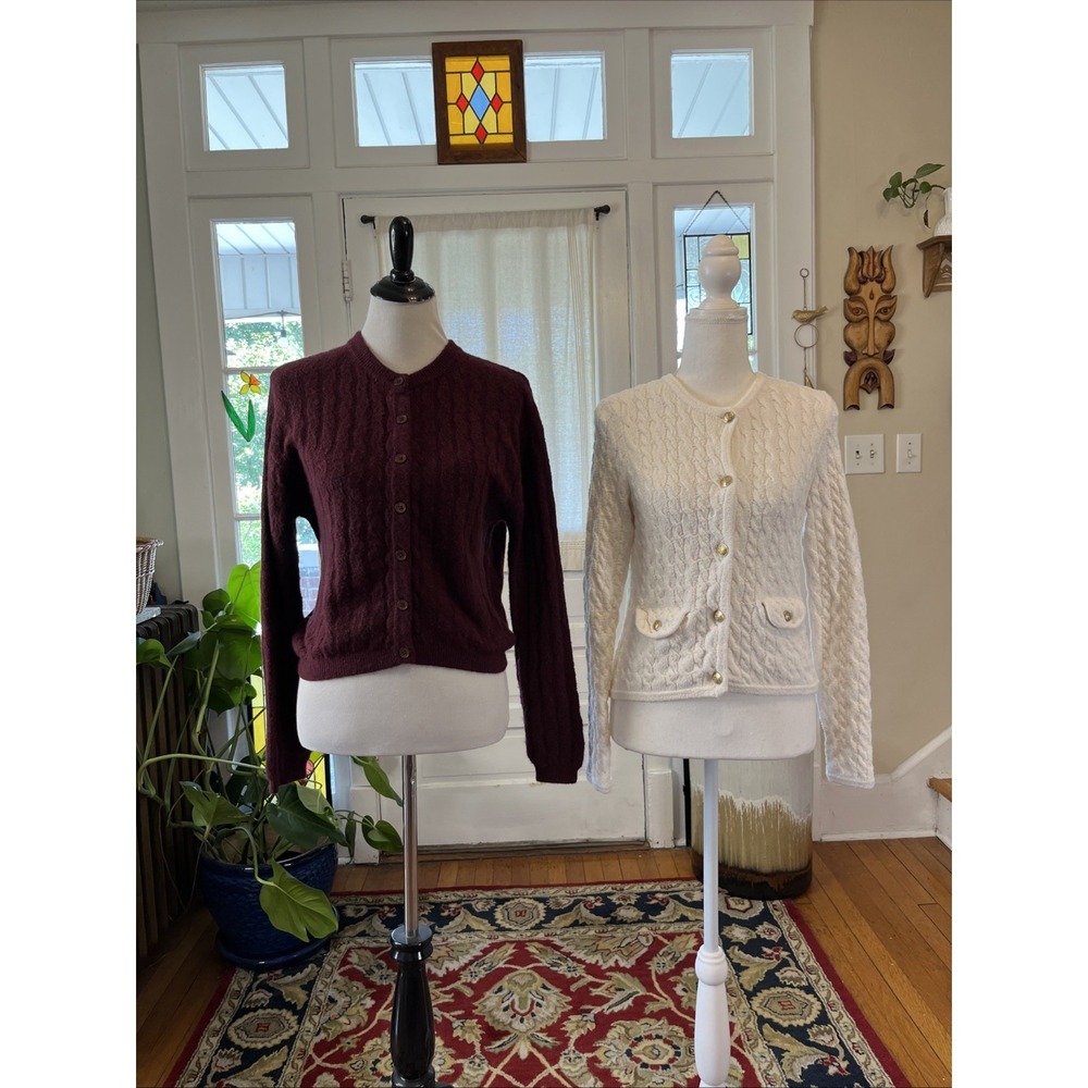 J Crew XXS Cardigan Button Knit Sweaters Wool/ Alpaca Blend LOT of 2 Classic